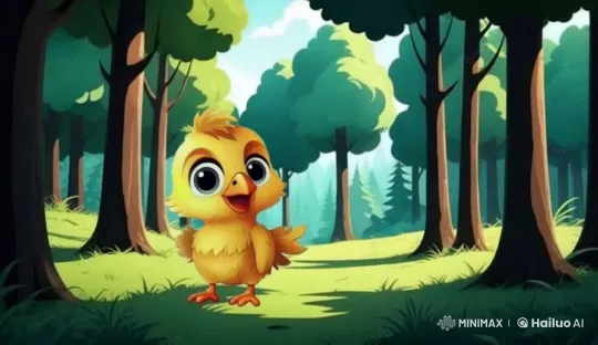 Lonely Chick Searches for Mother in Serene Forest – AI Generated Video | Hailuo AI