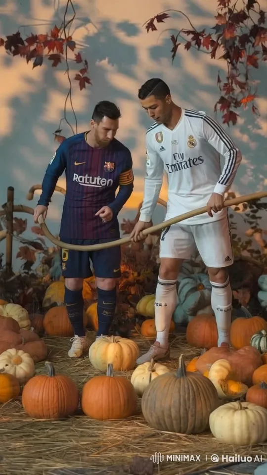 Ronaldo and Messi's Hilarious Pumpkin Harvest Rivalry – AI Generated Video | Hailuo AI