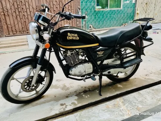 Royal Enfield Motorcycle Displayed on Urban Street – AI Generated Video | Hailuo AI