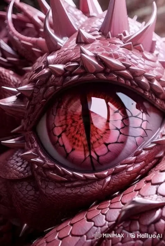 Crimson Dragon's Eye: Captivating Movement and Glittering Scales – AI Generated Video | Hailuo AI