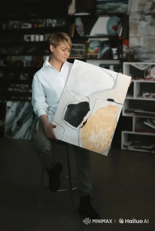 Artist Creates Abstract Painting in Studio – AI Generated Video | Hailuo AI