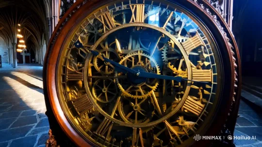 Ornate Clock Dominates Gothic Chamber – AI Generated Video | Hailuo AI