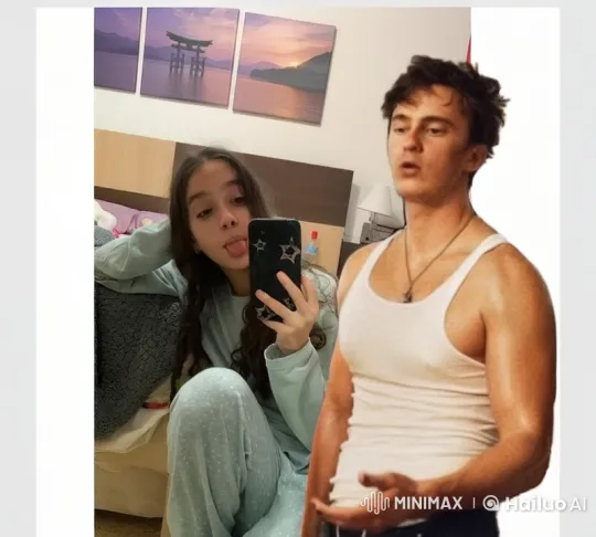 Couple Taking Selfie in Cozy Bedroom Setting – AI Generated Video | Hailuo AI