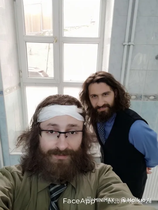 Two Individuals in a Bright Bathroom Selfie – AI Generated Video | Hailuo AI