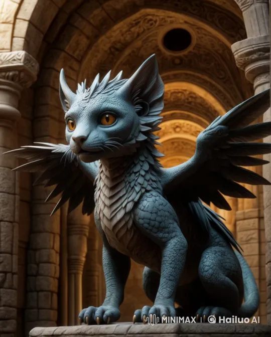 Magical Chimera in Stone Corridor Live2D Animation – AI Generated Video | Hailuo AI