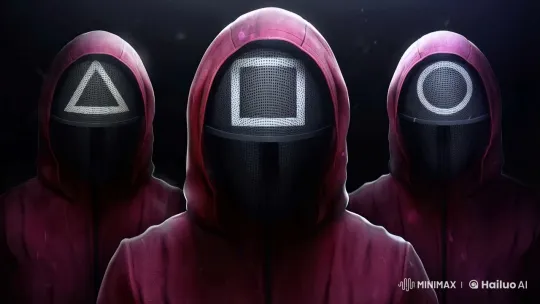 Squid Game Guards Equipping Masks in Sync – AI Generated Video | Hailuo AI