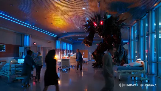 Futuristic Hospital Terrorized by Bio-Mechanical Monster – AI Generated Video | Hailuo AI