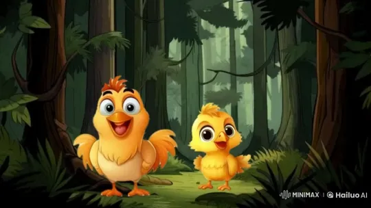 Adventurous Chicks Search for Their Mother in Animated Forest – AI Generated Video | Hailuo AI