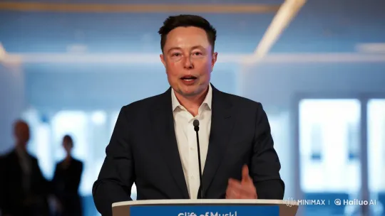 Elon Musk Commands Attention at Press Conference – AI Generated Video | Hailuo AI