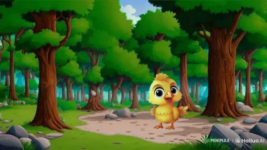 Chick's Determined Search for Mother in Lush Forest – AI Generated Video | Hailuo AI
