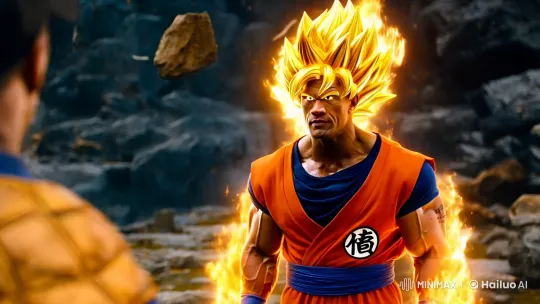 Dwayne Johnson as Hyper-Realistic Goku in Dramatic Scene – AI Generated Video | Hailuo AI