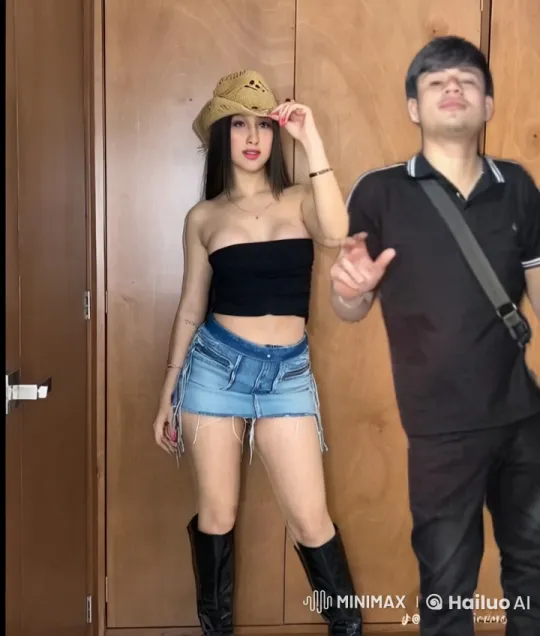 Woman and Man Share Intimate Moment in Front of Wooden Door – AI Generated Video | Hailuo AI