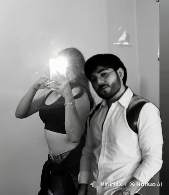Young Couple Shares Intimate Moment in Mirror Selfie – AI Generated Video | Hailuo AI