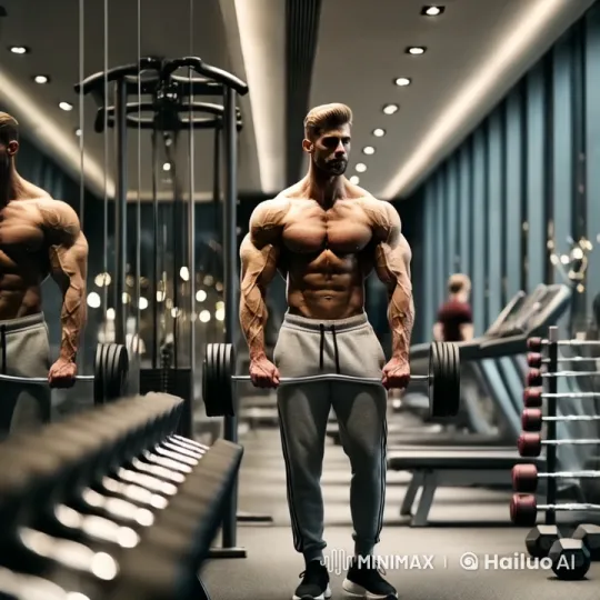 Muscular Man Demonstrates Discipline in Modern Gym – AI Generated Video | Hailuo AI