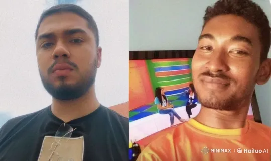 Outdoor-Indoor Split Screen with Men Sharing a Kiss – AI Generated Video | Hailuo AI