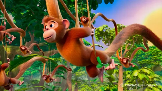 Playful Monkeys Swing Through Vibrant Jungle – AI Generated Video | Hailuo AI