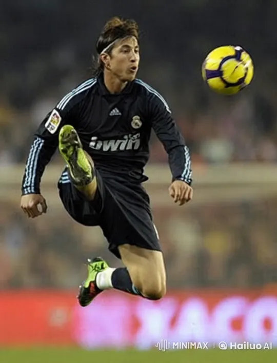 Real Madrid Player Performing Powerful Kick – AI Generated Video | Hailuo AI