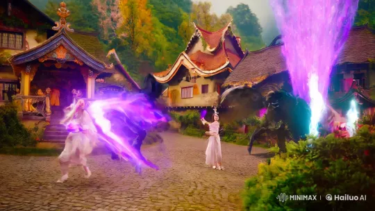 Fantasy Village Battle: Anime-Inspired Magic and Monsters – AI Generated Video | Hailuo AI