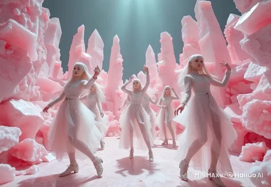 Surreal Ballet in Pink Crystal Wonderland – AI Generated Video | Hailuo AI