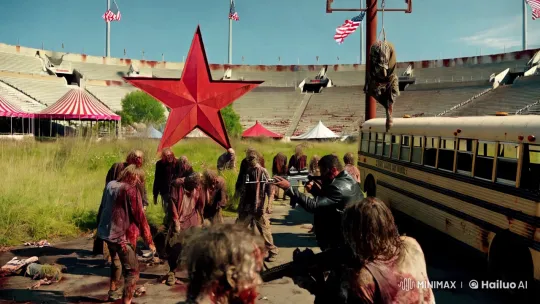 Post-Apocalyptic Stadium: Survivor's Struggle Amidst Zombies – AI Generated Video | Hailuo AI
