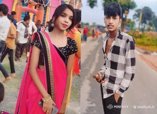 Young Couple in Vibrant Attire Flirts at Outdoor Event – AI Generated Video | Hailuo AI