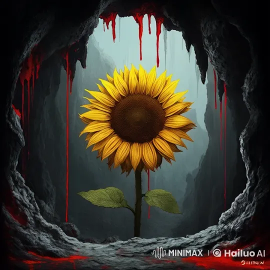 Sunflower Sways in Eerie Cave with Dripping Red Liquid – AI Generated Video | Hailuo AI