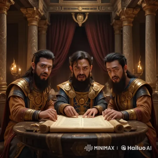 Ancient Figures Study Scroll in Opulent Room – AI Generated Video | Hailuo AI