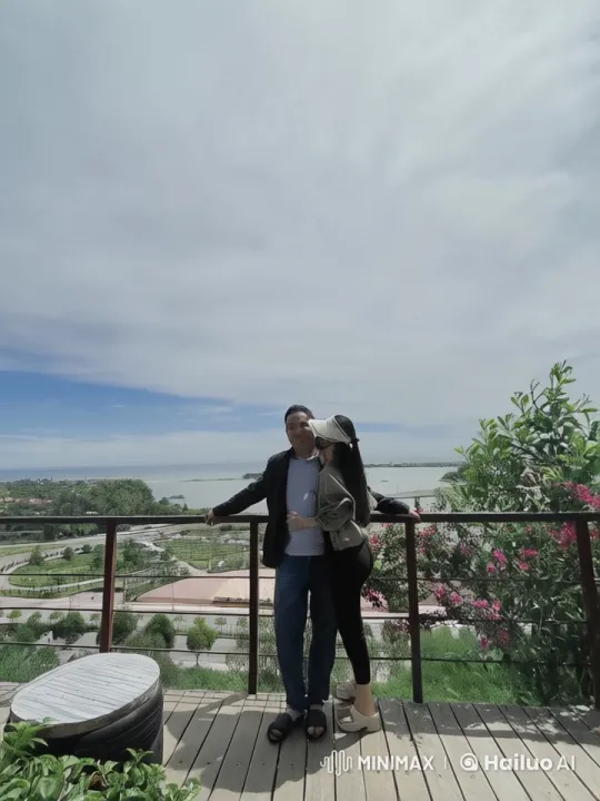Romantic Couple Showcases Martial Arts on Scenic Deck – AI Generated Video | Hailuo AI