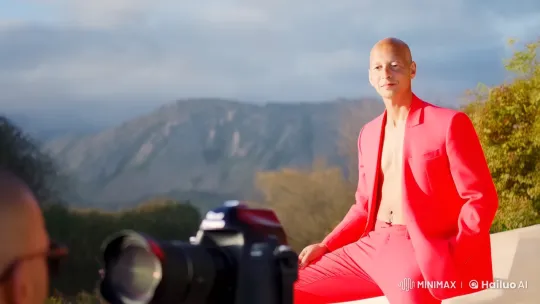 Confident Bald Man Poses in Modern Fashion with Cinematic Flair – AI Generated Video | Hailuo AI