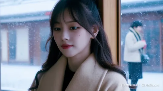 Japanese Winter Scene: Contemplative Woman at Train Station – AI Generated Video | Hailuo AI