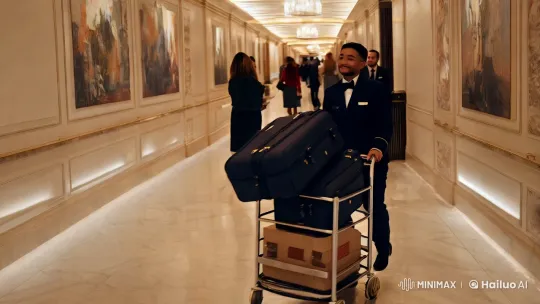 Professional Concierge Showcases Hotel's Luxury and Efficiency – AI Generated Video | Hailuo AI
