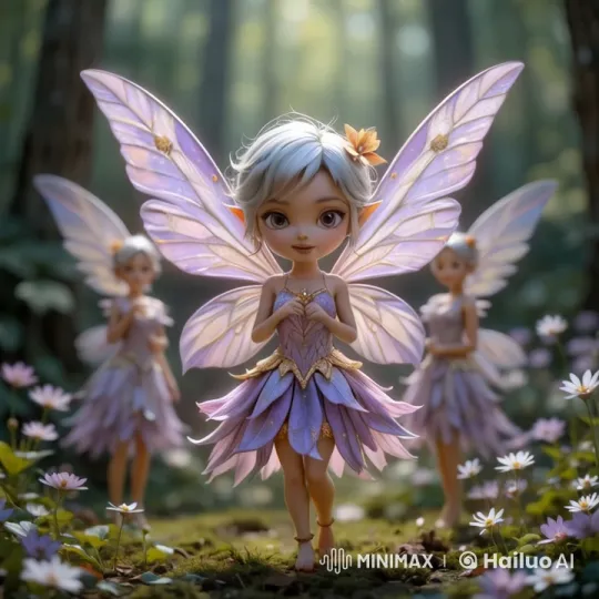 Lavender-Winged Pixies in Enchanted Forest Clearing – AI Generated Video | Hailuo AI