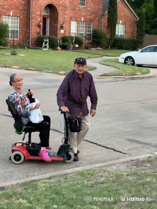Elderly Couple Enjoying a Walk on a Suburban Street – AI Generated Video | Hailuo AI
