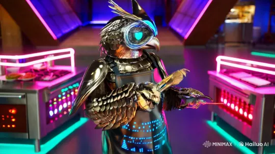 Robotic Owl Cooks Futuristic Dessert in High-Tech Kitchen – AI Generated Video | Hailuo AI
