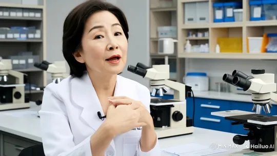 Japanese Scientist Discusses Expertise in Modern Lab Setting – AI Generated Video | Hailuo AI