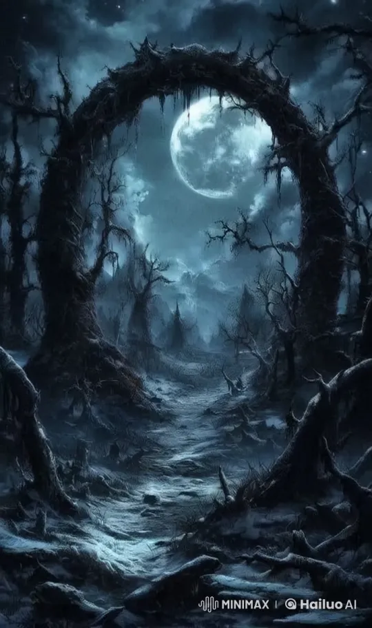 Eerie Animated Video: Haunting Moonlit Landscape – AI Generated Video | Hailuo AI