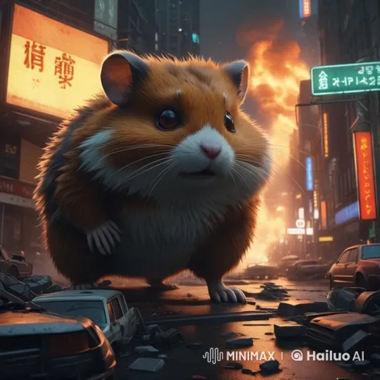 Giant Hamster Wreaks Havoc in Post-Apocalyptic Cityscape – AI Generated Video | Hailuo AI