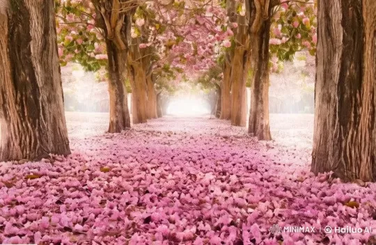 Enchanted Pathway: White Rose Amidst Pink Petals – AI Generated Video | Hailuo AI