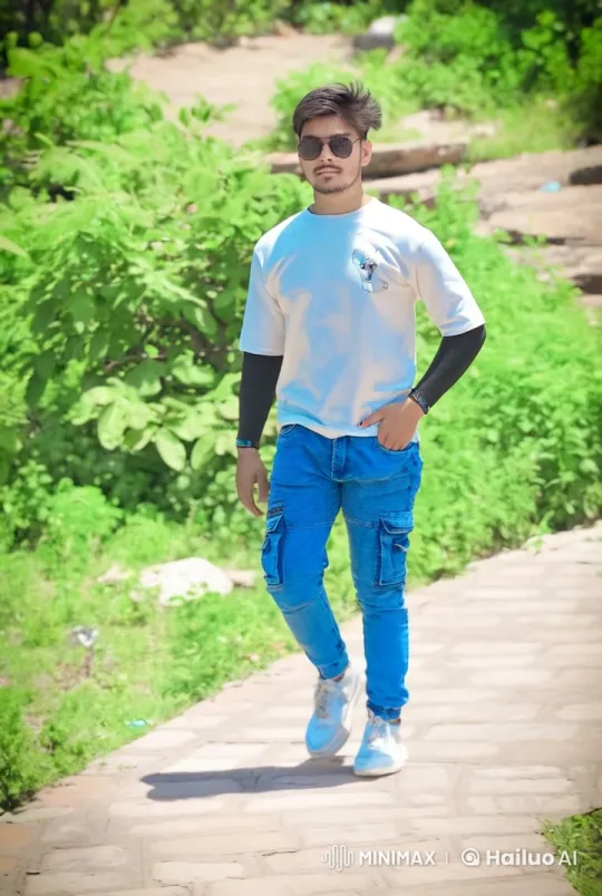 Confident Man Strides Through Lush Greenery Showcasing Fit Physique – AI Generated Video | Hailuo AI