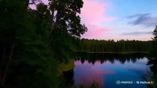 Dawn's Serenity: Tranquil Lake in Summer Forest – AI Generated Video | Hailuo AI