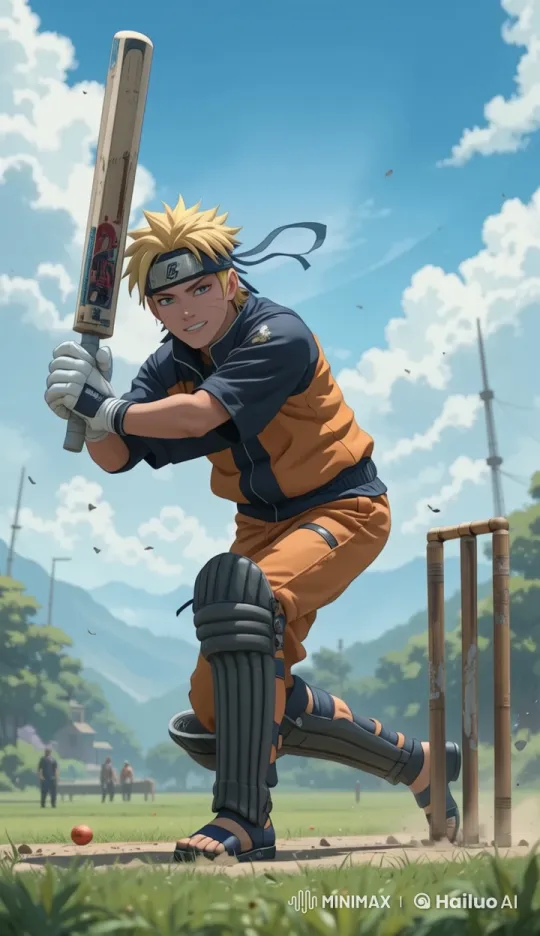 Cricket Game in Progress with Animated Character – AI Generated Video | Hailuo AI