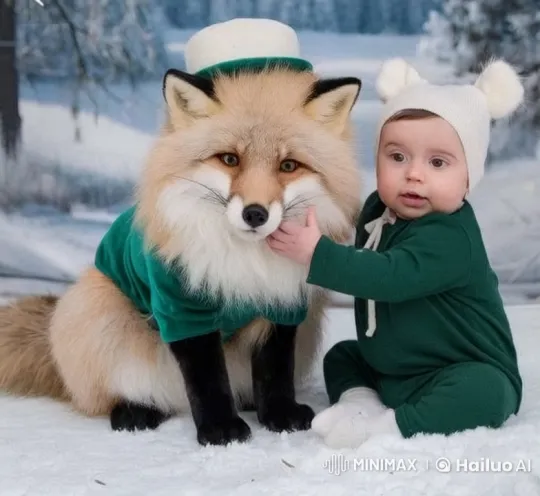Child and Fox Share Joyful Winter Play – AI Generated Video | Hailuo AI