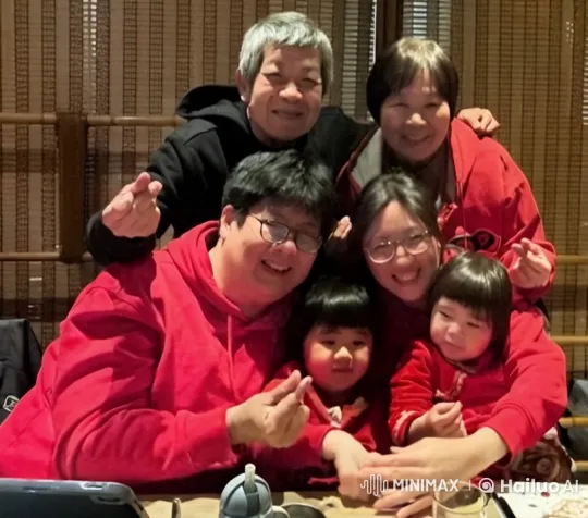 Family Celebrates New Year in Red with Hearts and Warmth – AI Generated Video | Hailuo AI