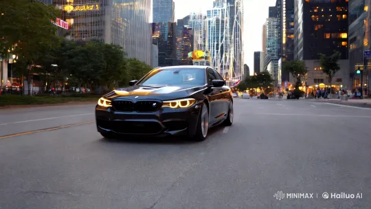 BMW M5 Sedan Showcases Precision in Urban American Cityscape – AI Generated Video | Hailuo AI