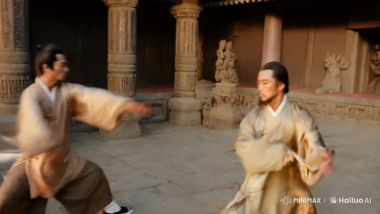 Ancient Temple Kungfu Duel: Aesthetic Mastery – AI Generated Video | Hailuo AI