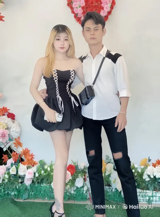 Young Couple Performs Synchronized Martial Arts in Floral Setting – AI Generated Video | Hailuo AI