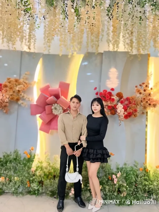 Elegant Kung Fu Duo Showcases Skills with Floral Backdrop – AI Generated Video | Hailuo AI