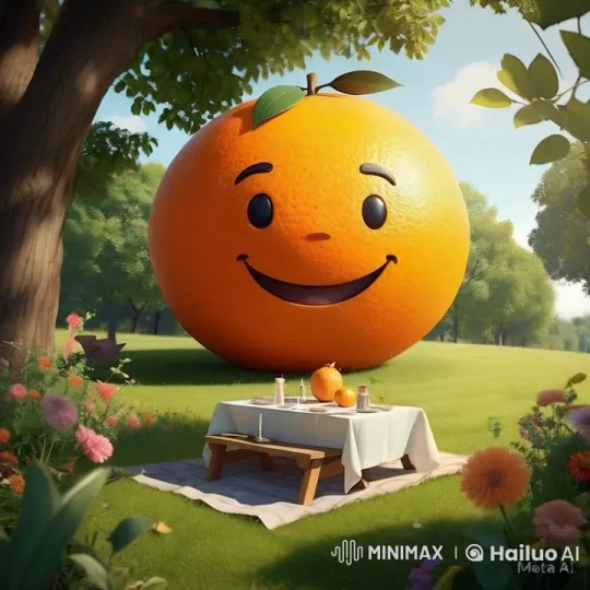 Orange on Picnic Table in Sunny Park Setting – AI Generated Video | Hailuo AI