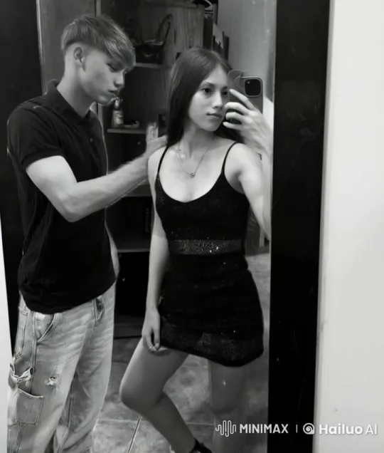 Young Couple Reflects Affection in Mirror Selfie – AI Generated Video | Hailuo AI