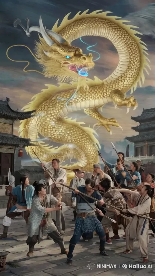 Ancient Warriors Hunt Majestic Golden Dragon – AI Generated Video | Hailuo AI